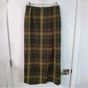 Jones New York Plaid Wrap Maxi Skirt